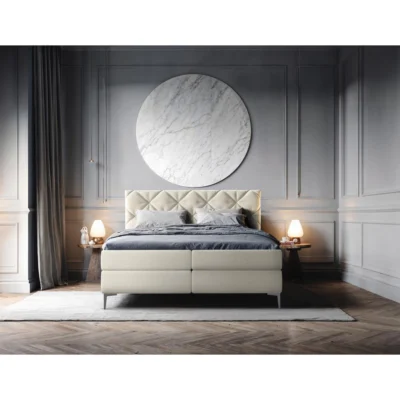 XXXLutz Boxspringbett ANMUT in Beige, Liegefläche 160x200 cm – mit Bettkasten, Taschenfederkern